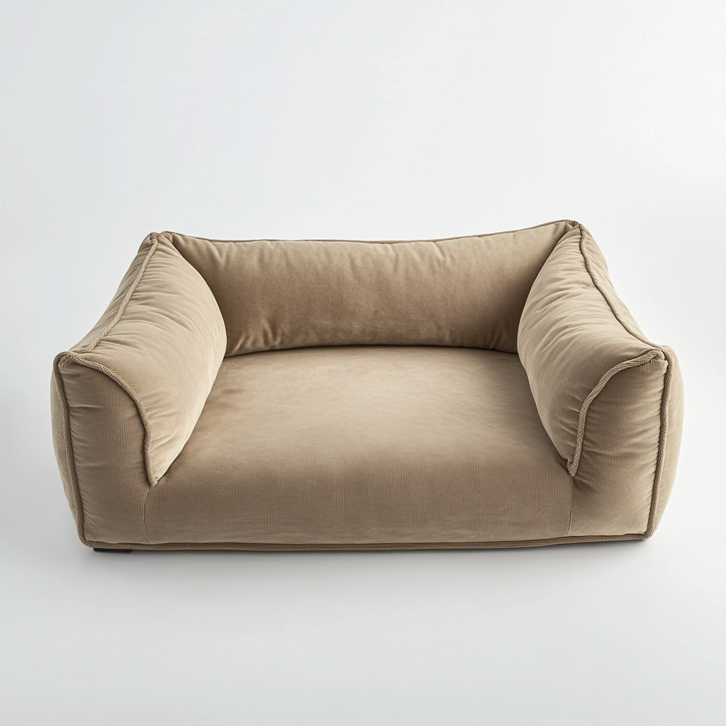 Zwmfg Luxury Bolster Dog Bed - Sofa-Style Mattress for Large Dogs - Raised Edges for Head Support - Soft, Breathable Fabric - Beige